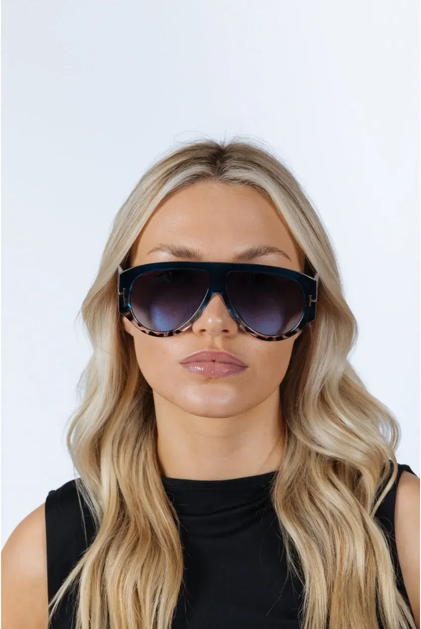 SVNX Oversized Rounded occhiali da sole blu nero PC