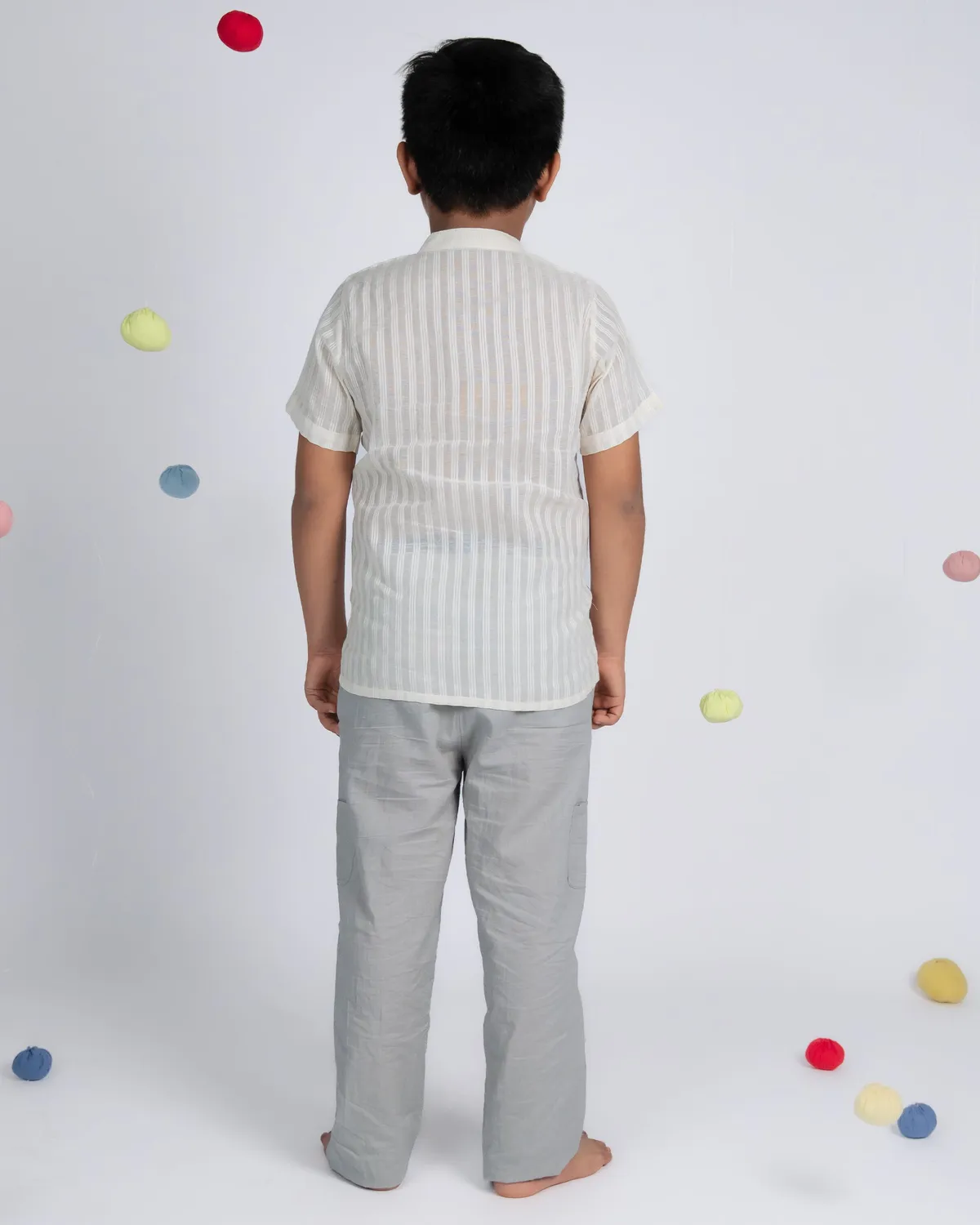 Our Dve Tiny Trend camicia bambino beige cotone righe