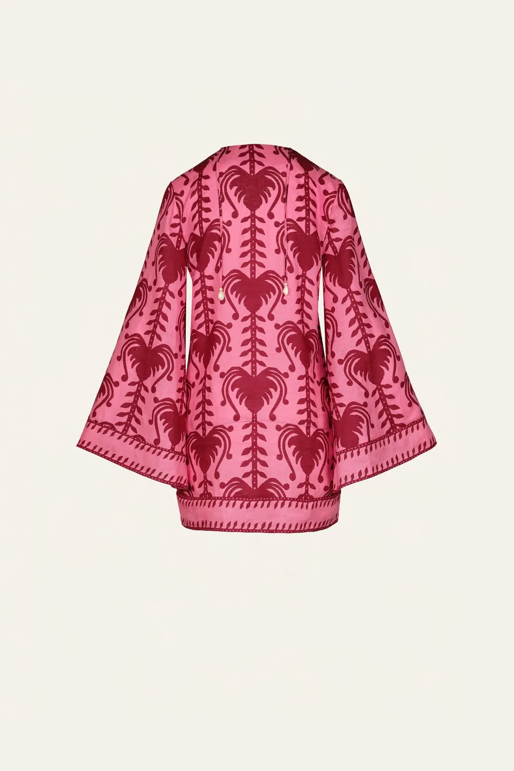 Johanna Ortiz Wild Savannah vestito lino rosa corto