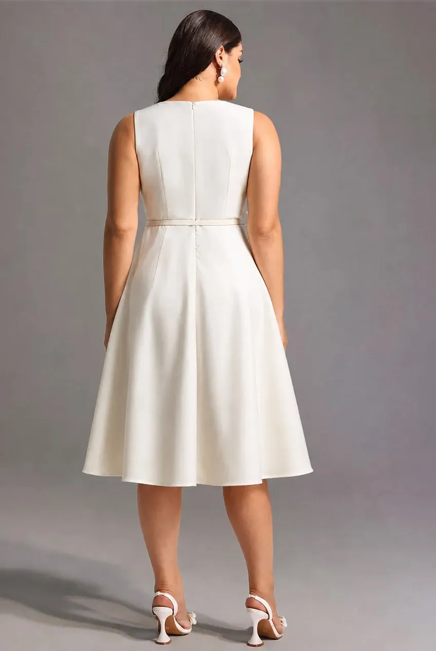 Bella Barnett Fallon abito maxi bianco con fiocco