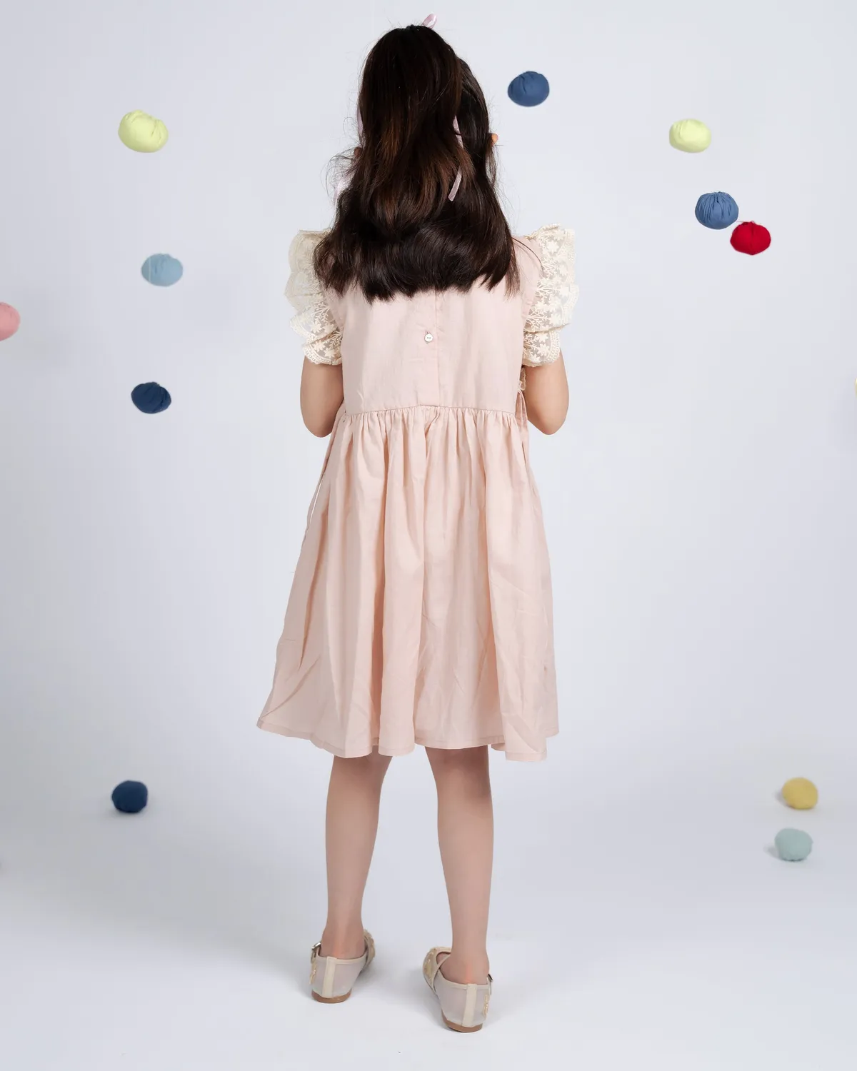 Our Dve Rosie Dress vestito bambina rosa cotone 5-6 anni
