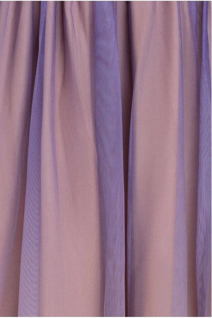 Goddiva Ombre Pleated abito maxi lilla sfumato chiffon
