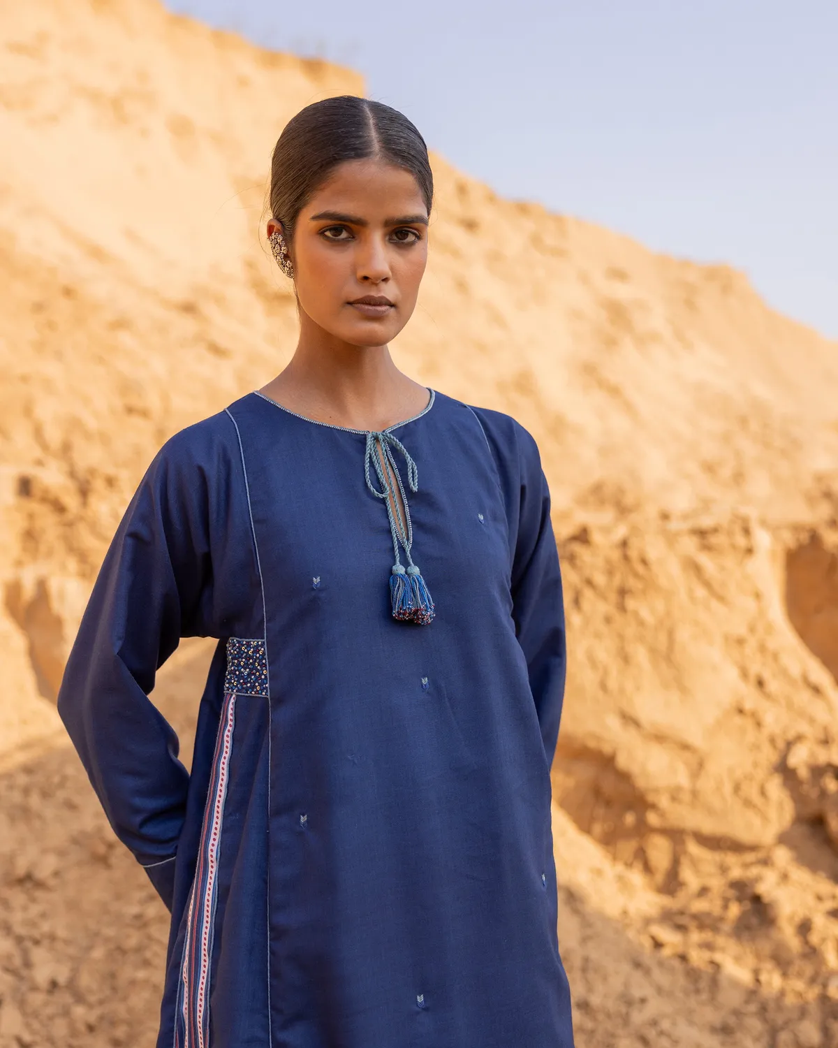 Our Dve Oraan Dress abito blu indaco seta