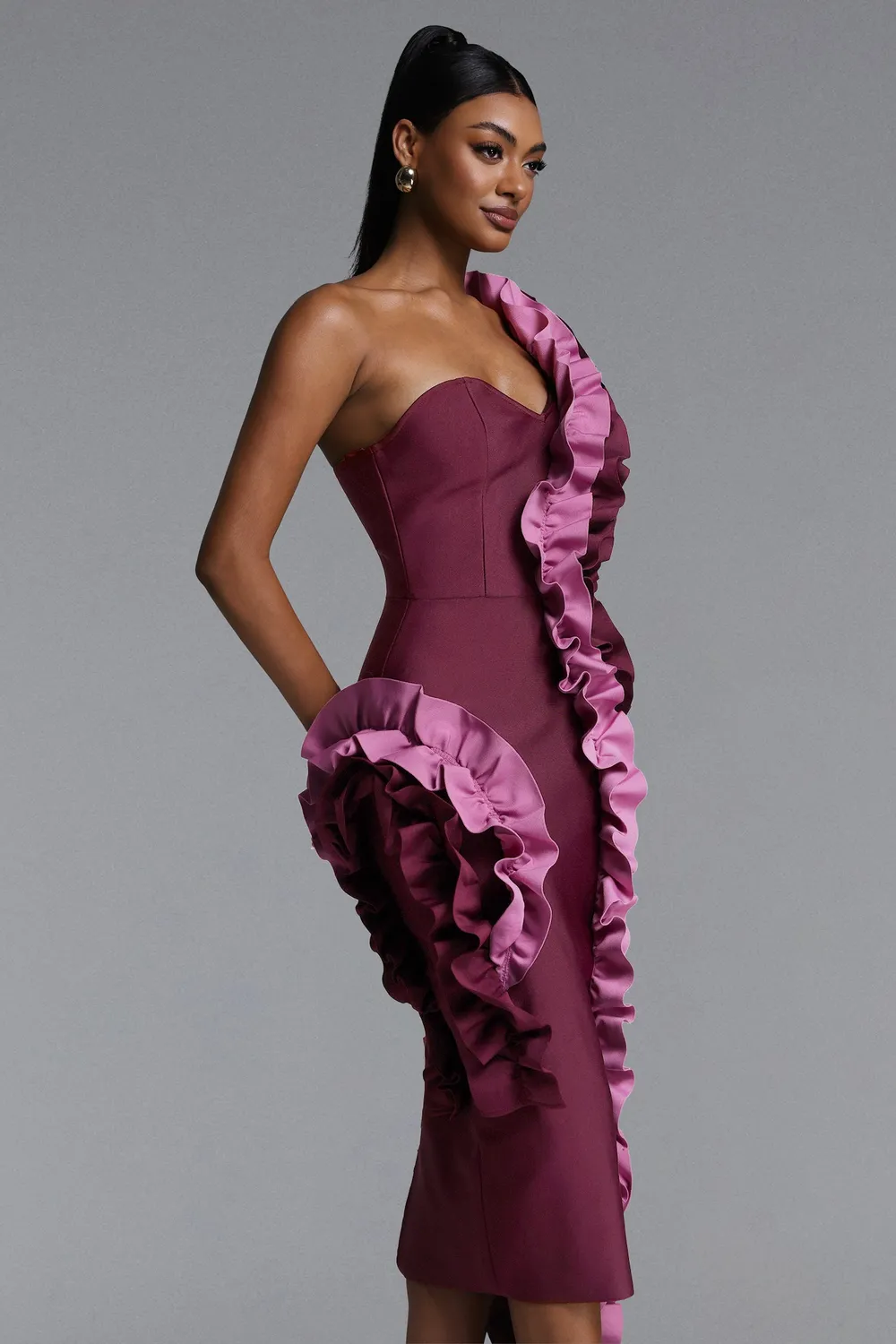 Bella Barnett Gaia Chic abito maxi magenta bandage