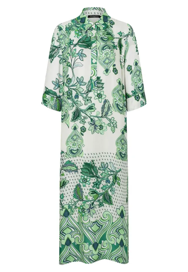 Ana Alcazar Lasara abito midi verde foglie chemisier