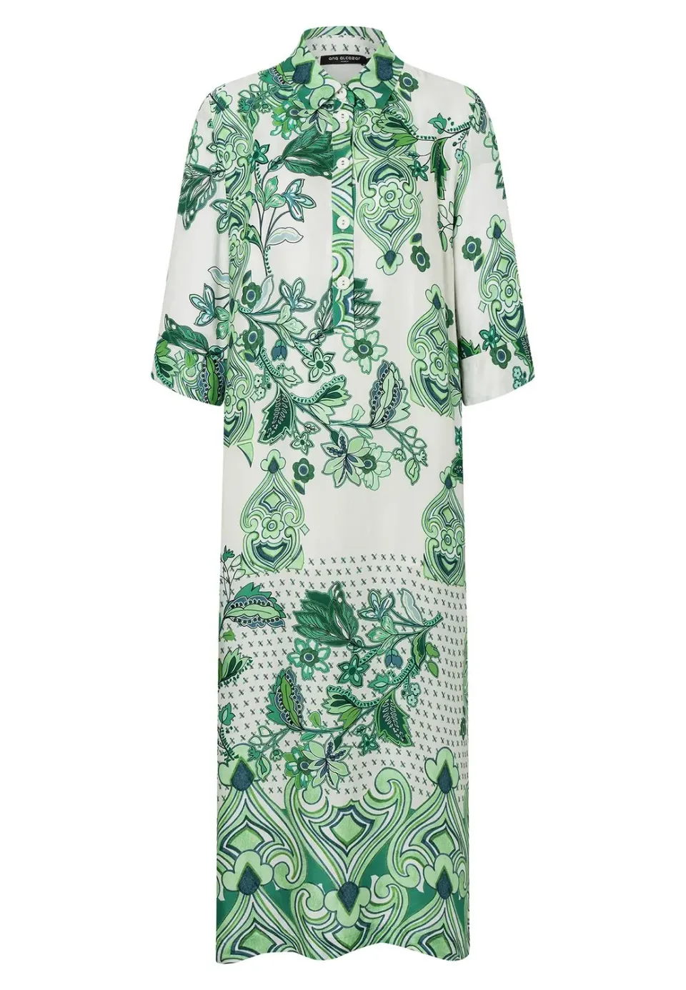 Ana Alcazar Lasara abito midi verde foglie chemisier