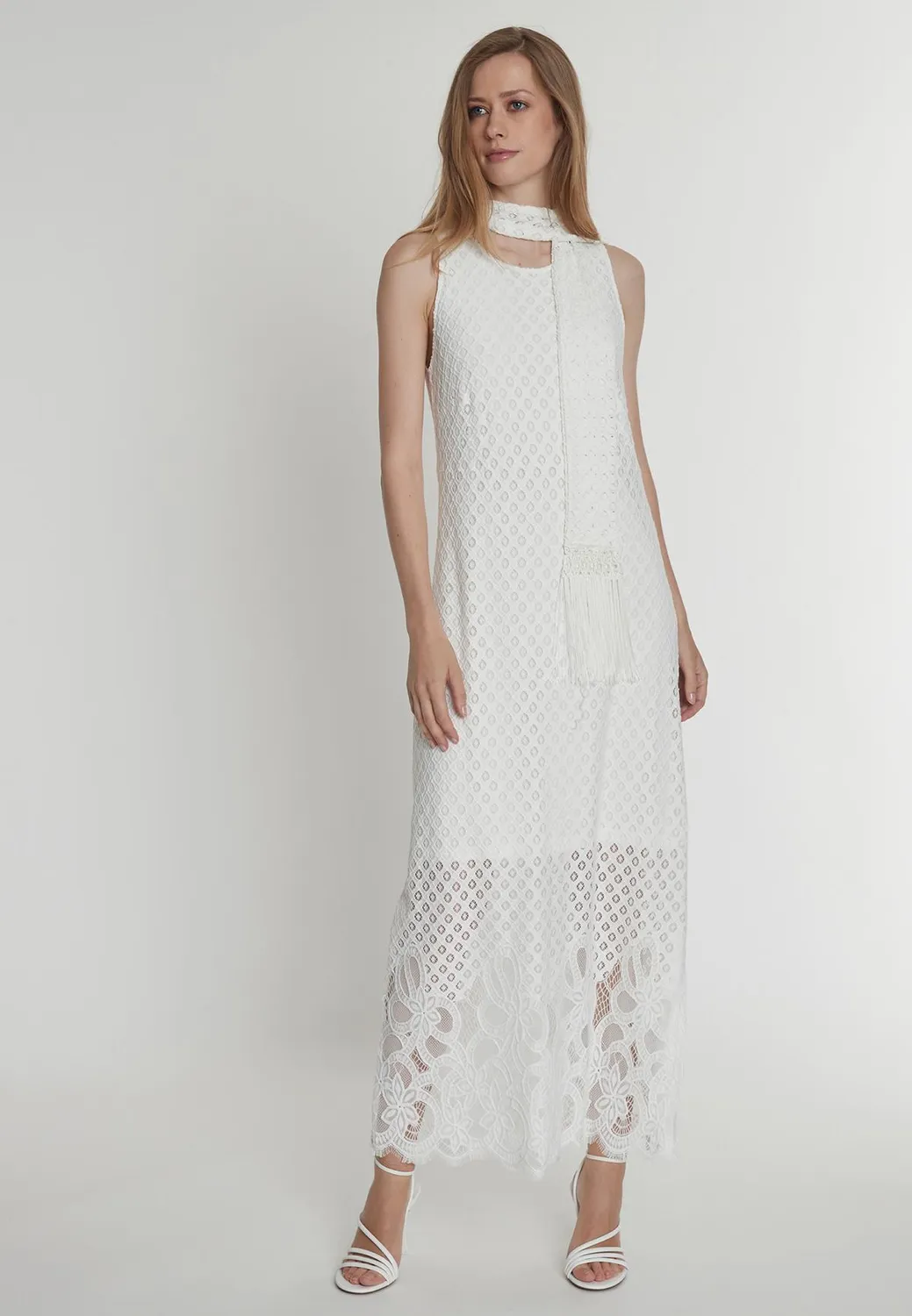 Ana Alcazar Paely abito lungo pizzo elegante