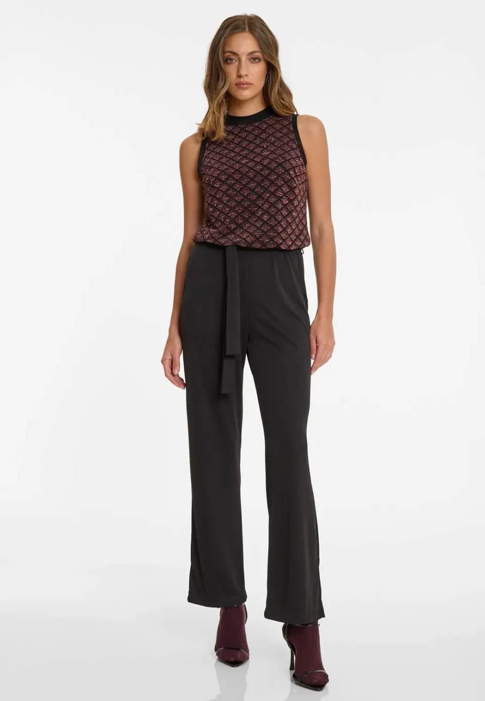 Ana Alcazar Ably tuta bordeaux lurex