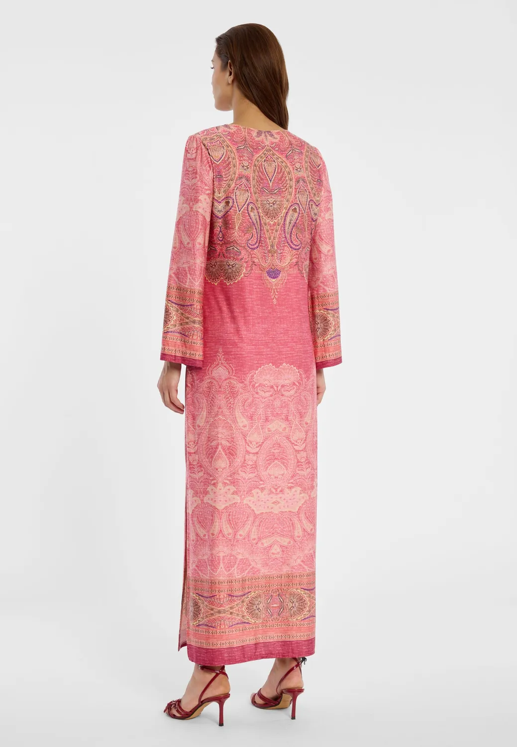 Ana Alcazar Dhira abito maxi rosa stampa paisley