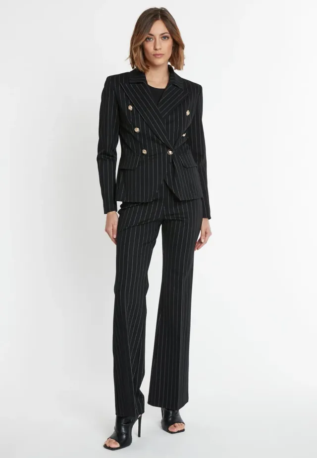 Ana Alcazar Somba blazer gessato sagomato nero
