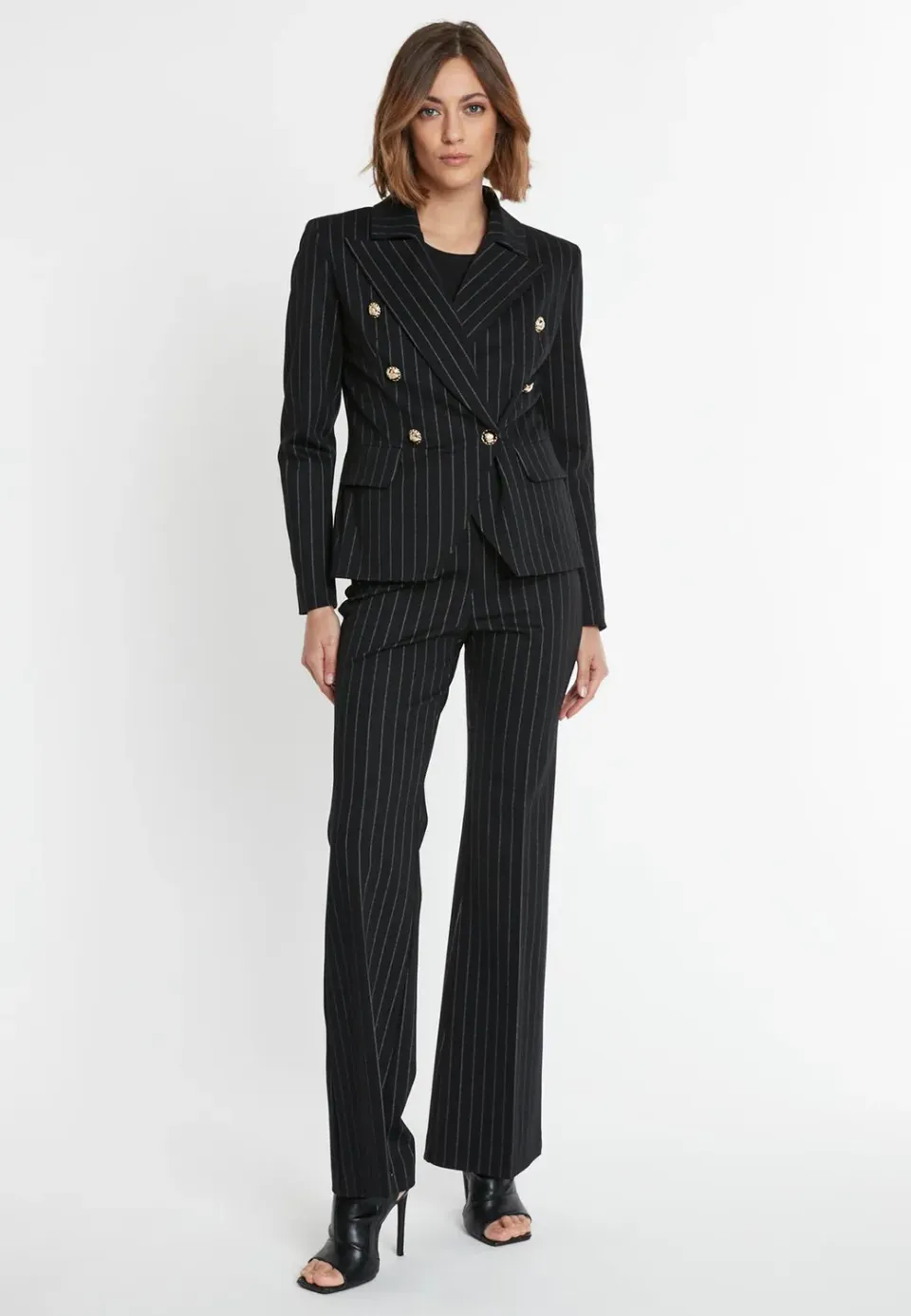 Ana Alcazar Somba blazer gessato sagomato nero