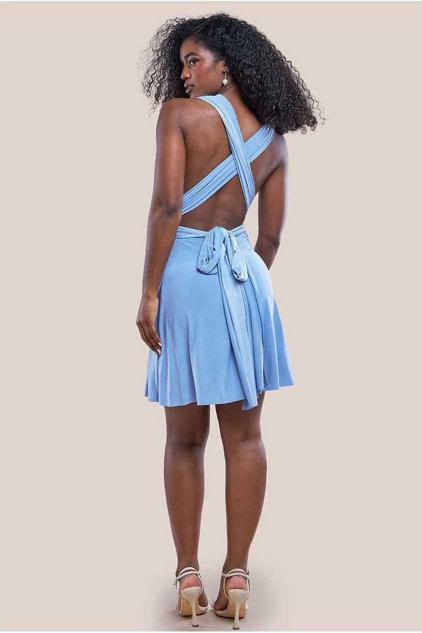 Goddiva Multiway abito mini powder blue multiway