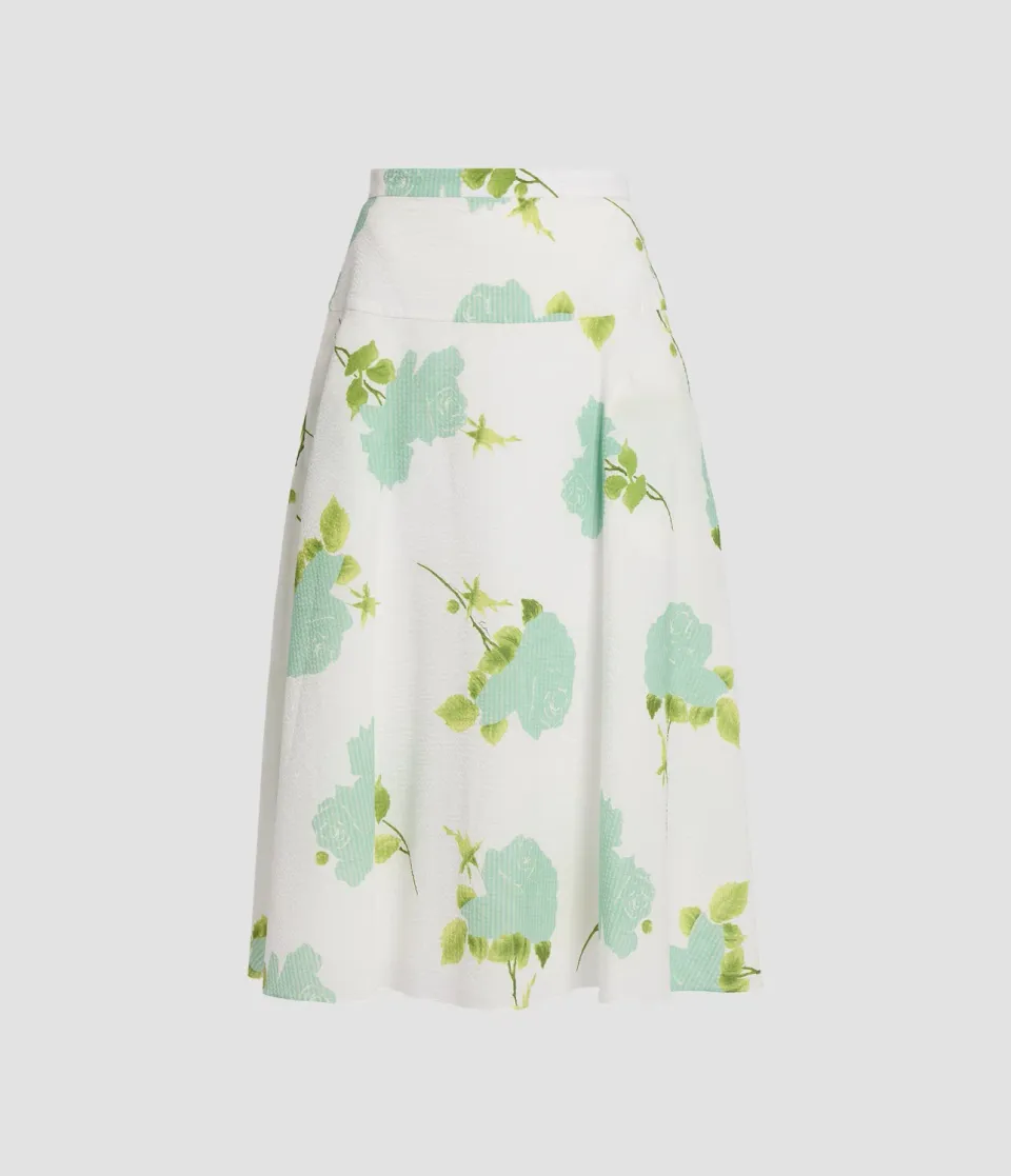 Erdem Floral Cotton gonna midi seersucker floreale