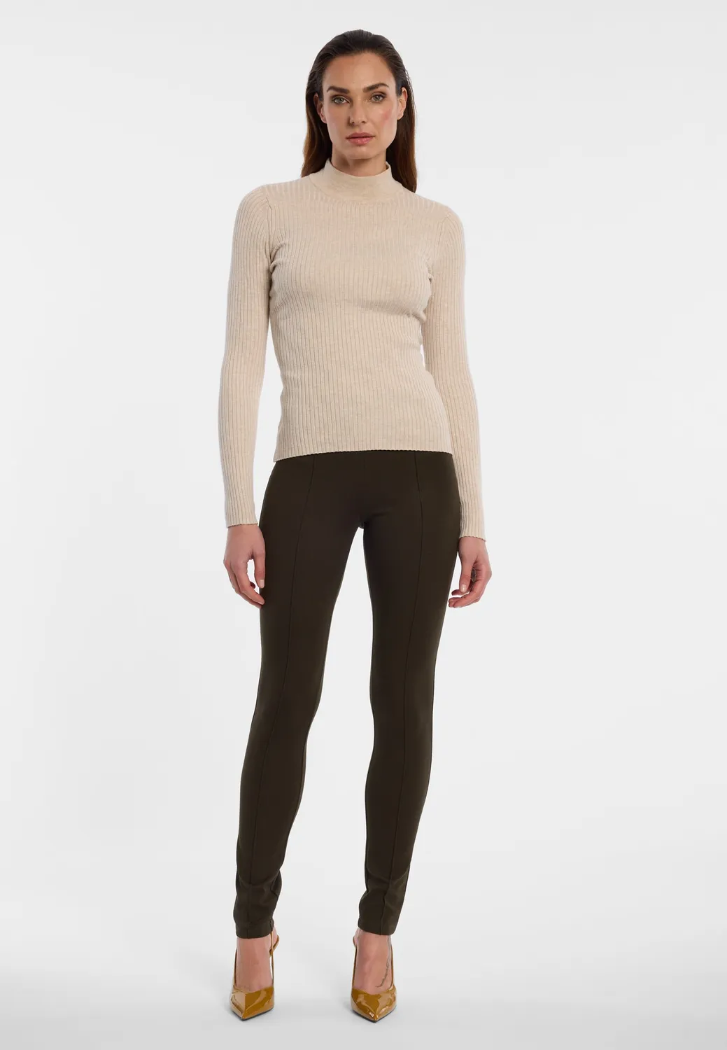 Ana Alcazar Elysa pantaloni slim fit kaki jersey