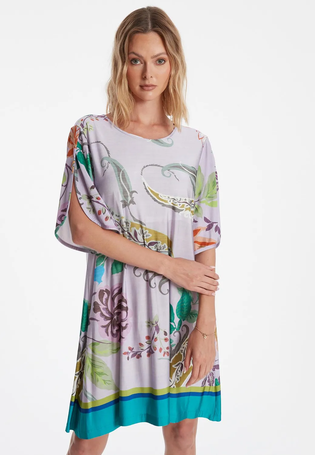 Ana Alcazar Zoraja abito corto jersey fiori pastello