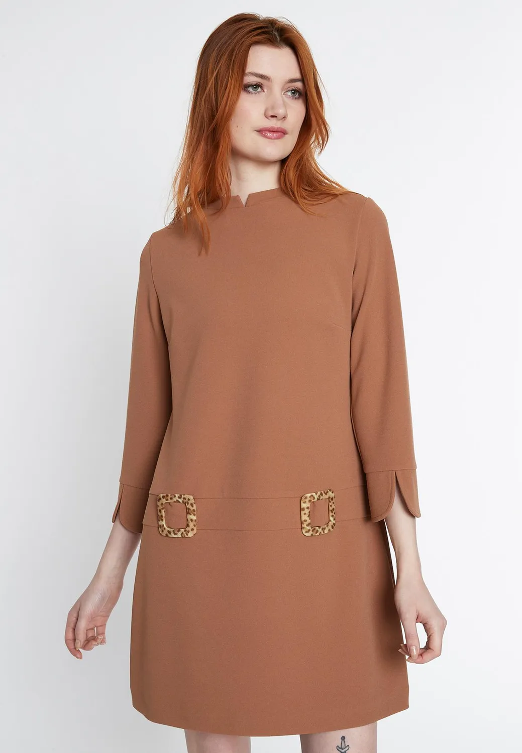 Ana Alcazar Sidesa abito anni 60 beige fibbie