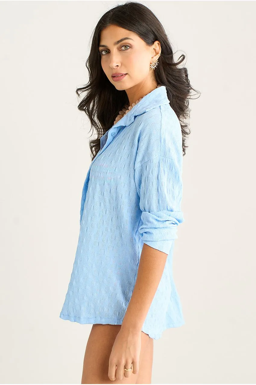 Gini London Camicia Azzurra Oversize Manica Lunga