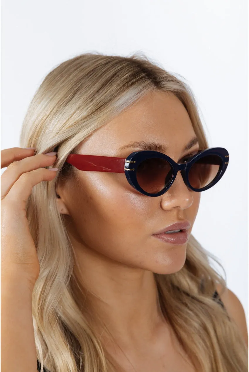 SVNX Oval Cat-Eye occhiali da sole blu marroni