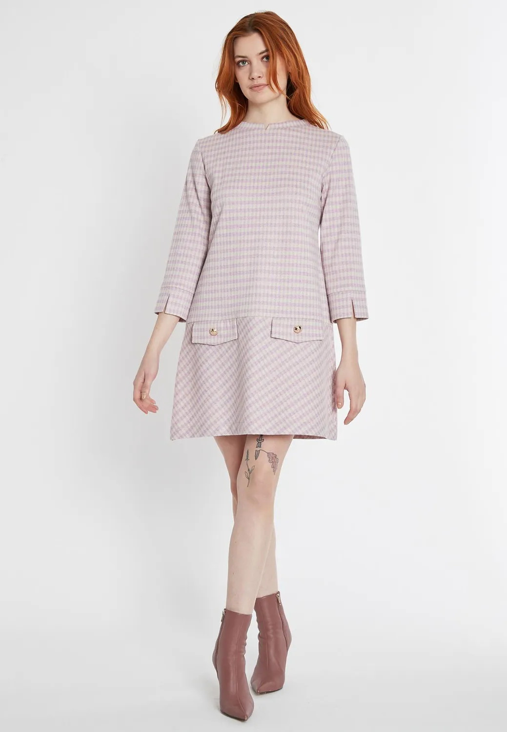 Ana Alcazar Sobany abito mini sixties pied-de-poule