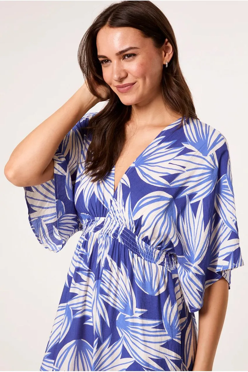 Blue Vanilla Leaf tuta intera blu kimono viscosa