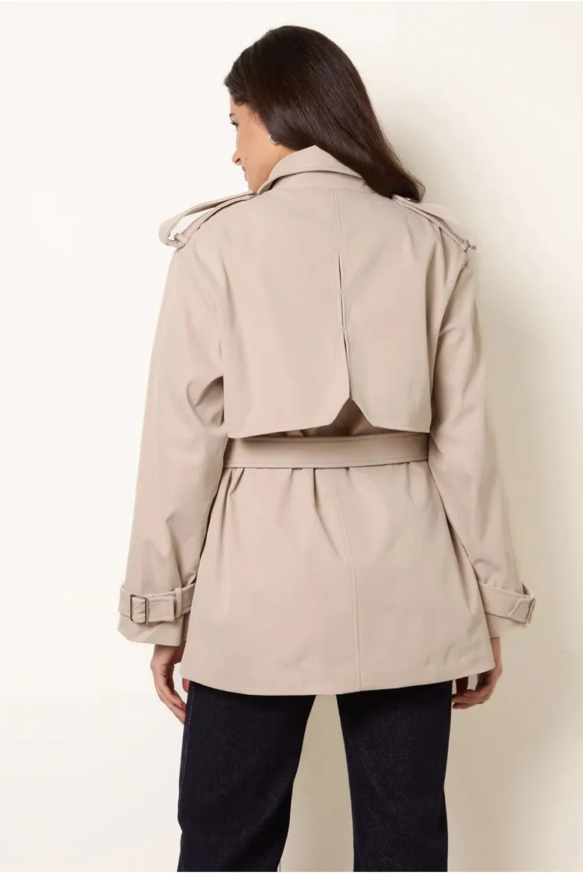 Blue Vanilla Short Trench cappotto corto stone cintura