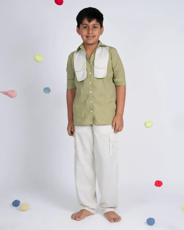 Our Dve Classic Charm completo bambino verde beige cotone