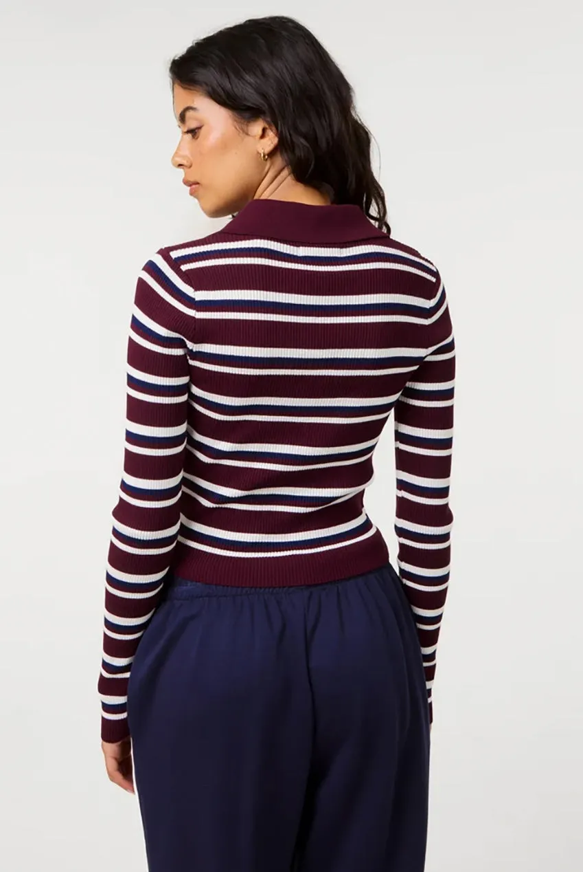 Pink Vanilla Stripe maglione righe vino manica lunga