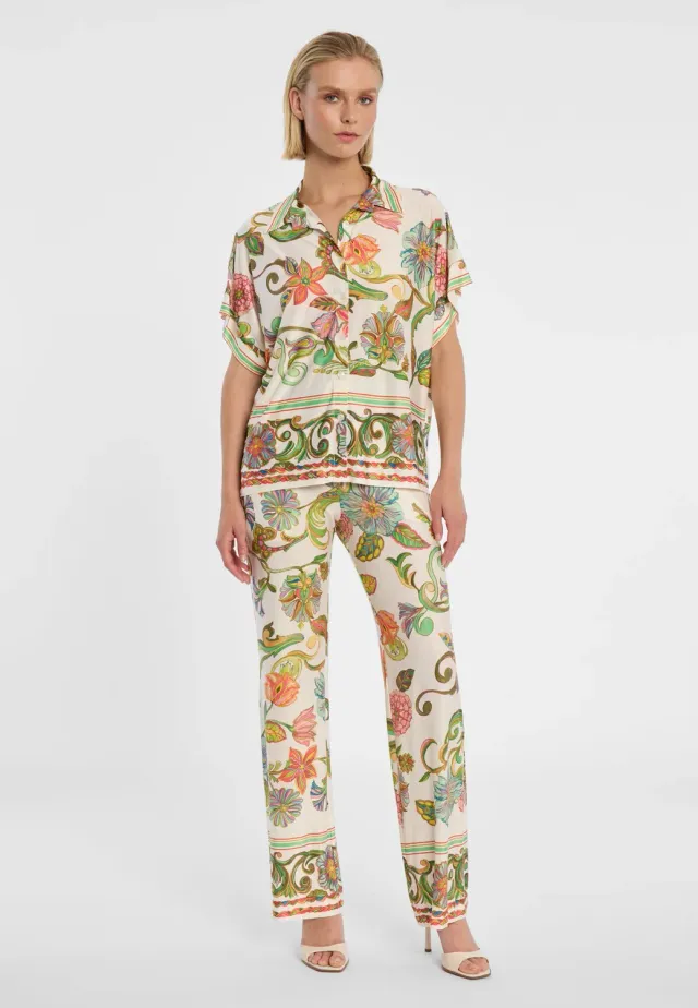 Ana Alcazar Duena camicetta jersey a fiori crema