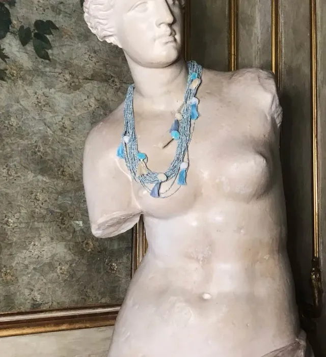 Antica Sartoria CC730 collana lunga corallo blu poliestere