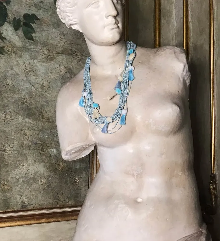 Antica Sartoria CC730 collana lunga corallo blu poliestere