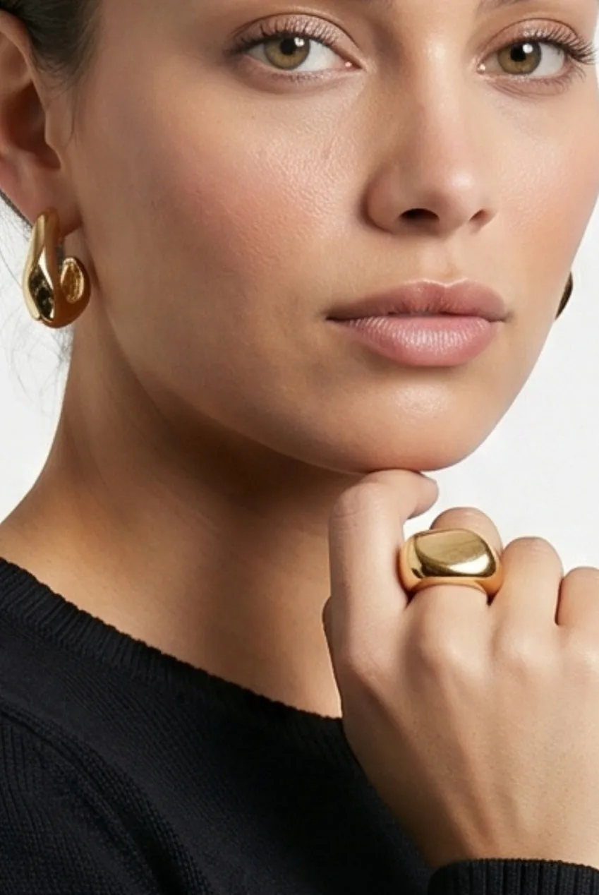 Uchi & Soto Nami anello oro martellato onesize