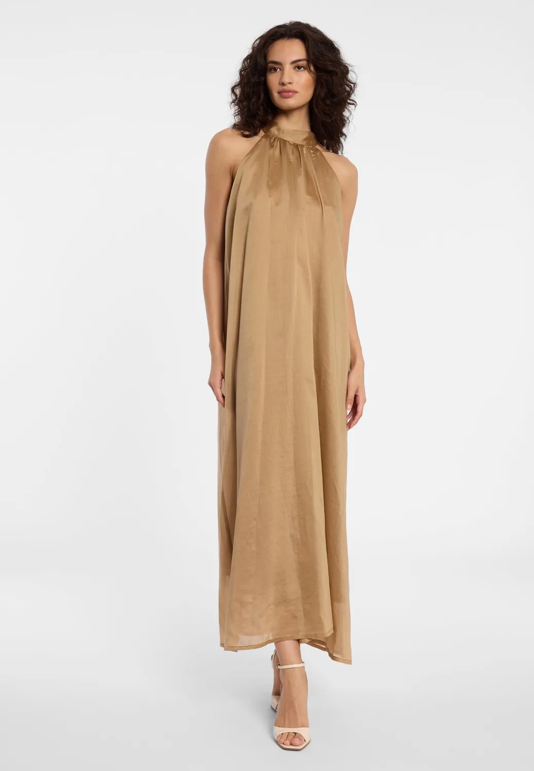 Ana Alcazar Dayla abito lungo halterneck marrone
