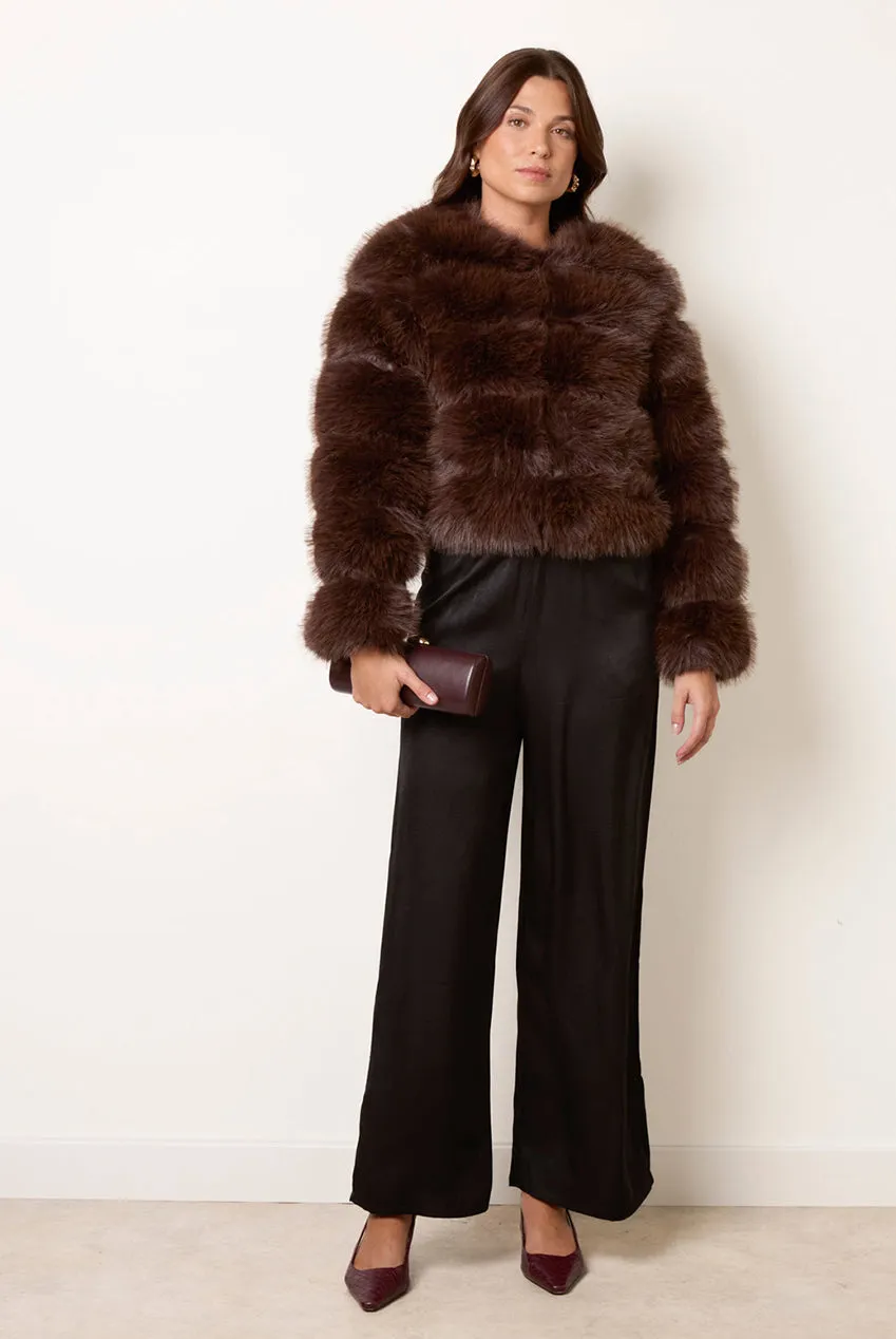 Blue Vanilla Faux Fur cappotto corto cioccolato pelo sintetico