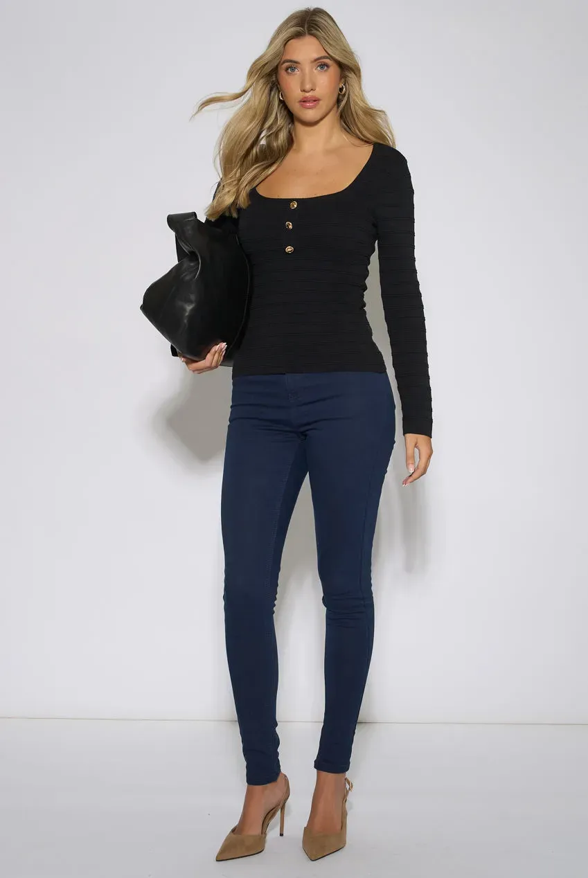 Gini London jeggings slim blu navy elasticizzati