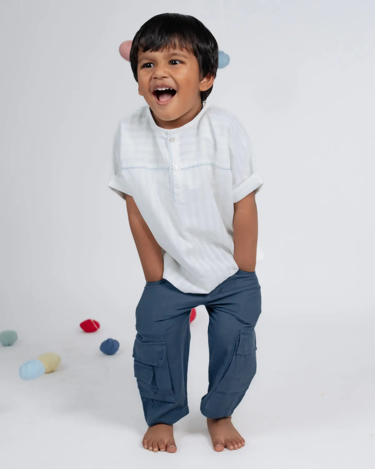 Our Dve Mini Elite completo bimbo cotone bianco teal blu
