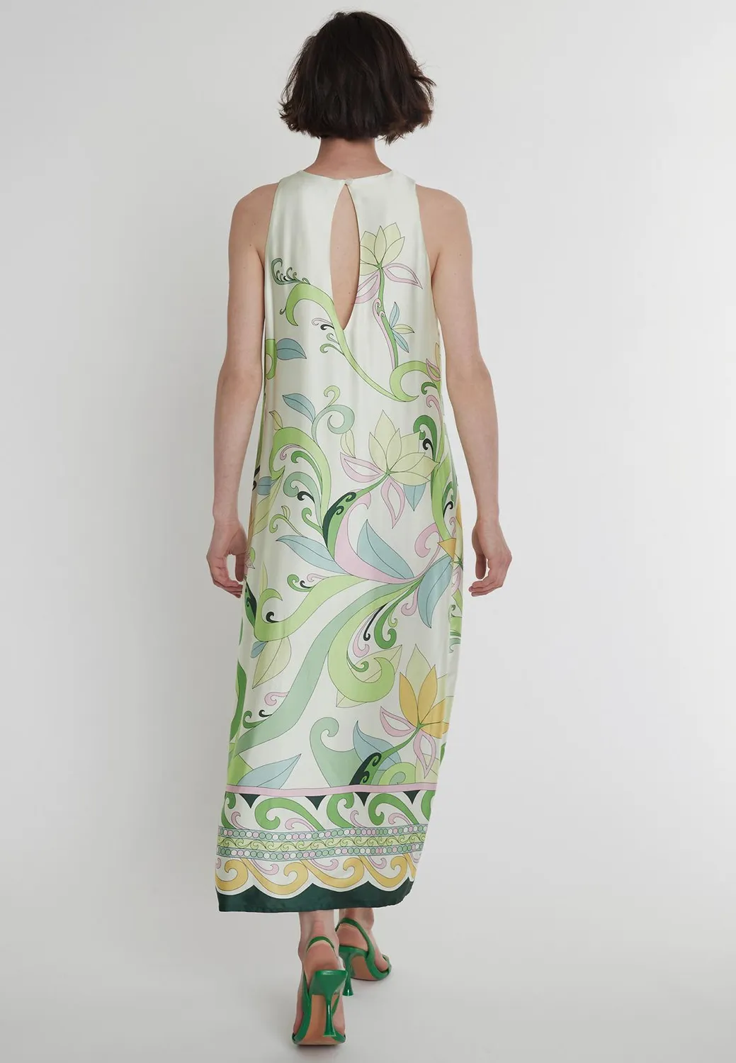 Ana Alcazar Pecasa abito maxi raso menta fiori