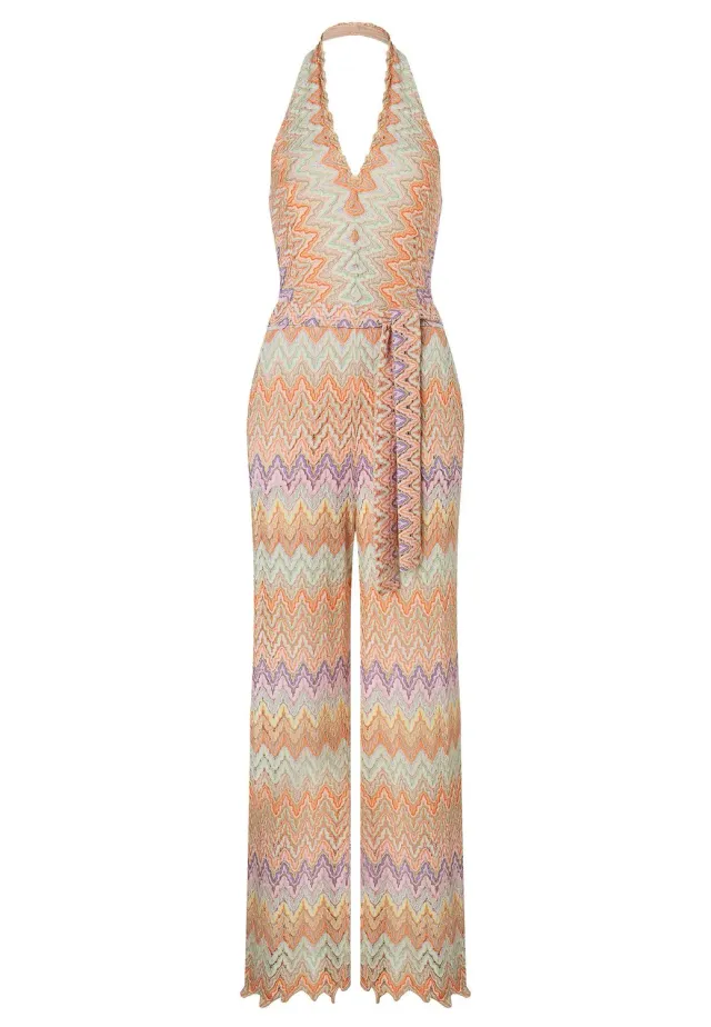 Ana Alcazar Zana tuta lunga halter zigzag pastello