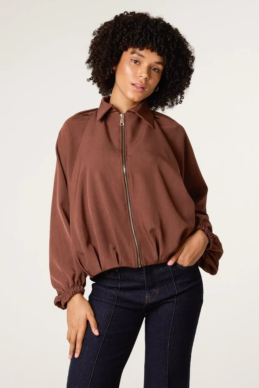 Blue Vanilla Drape Puffball giacca zip cioccolato onesize elasticizzata