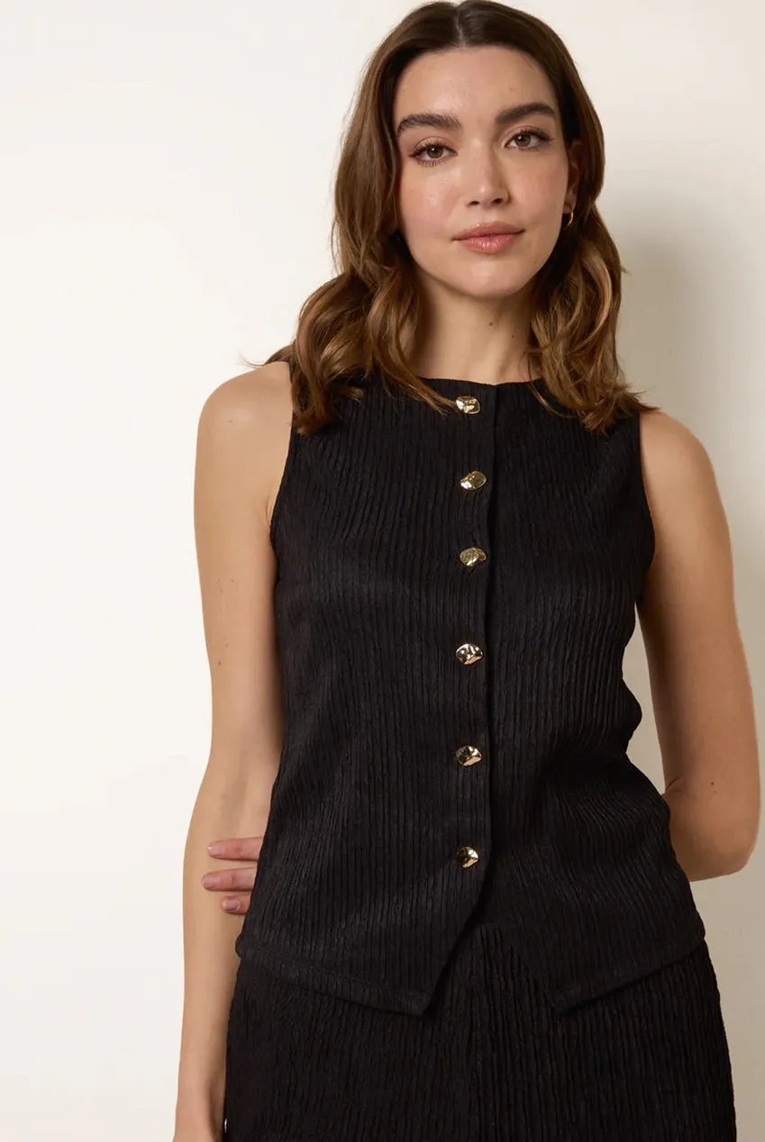 Blue Vanilla Crew Neck gilet nero S bottoni elasticizzato