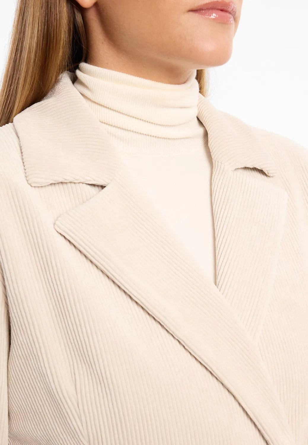 Ana Alcazar Adiba blazer velluto panna doppiopetto lungo