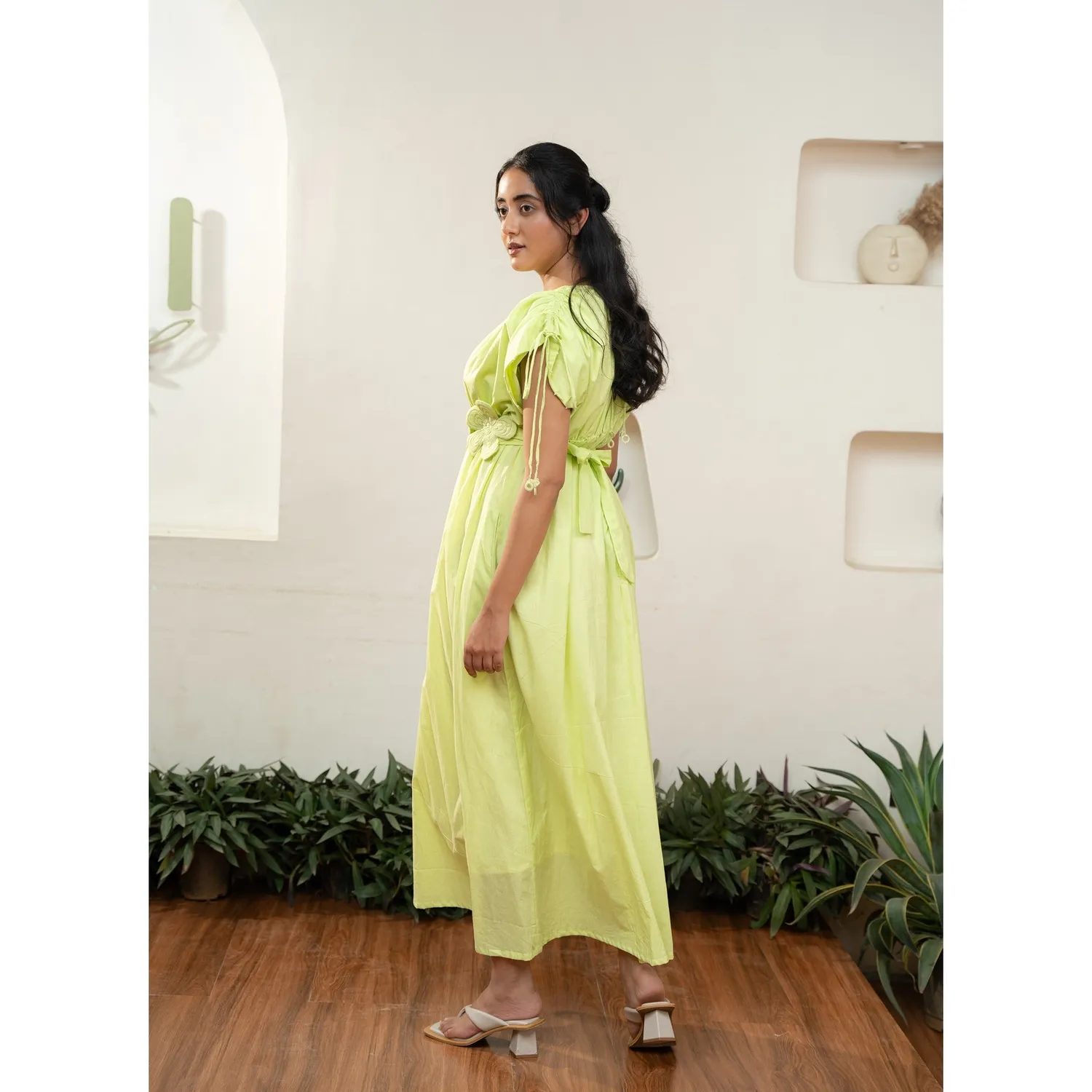 Our Dve Capsule 4 vestito verde cotone