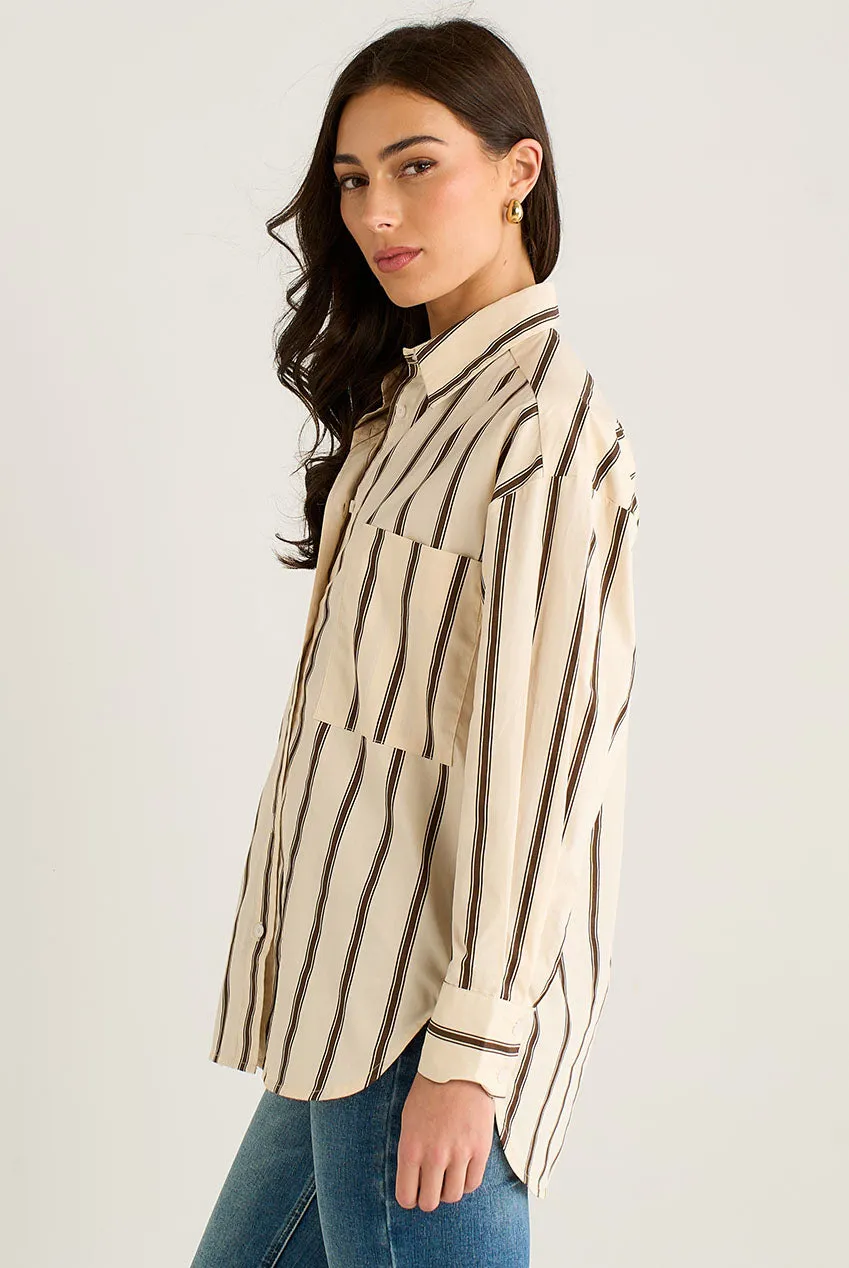 Gini London Cream Oversized camicia crema rigata