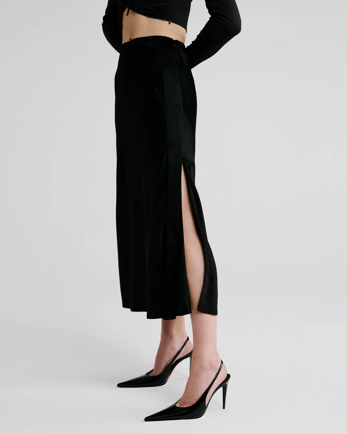Violante Nessi Goya gonna midi satin nero