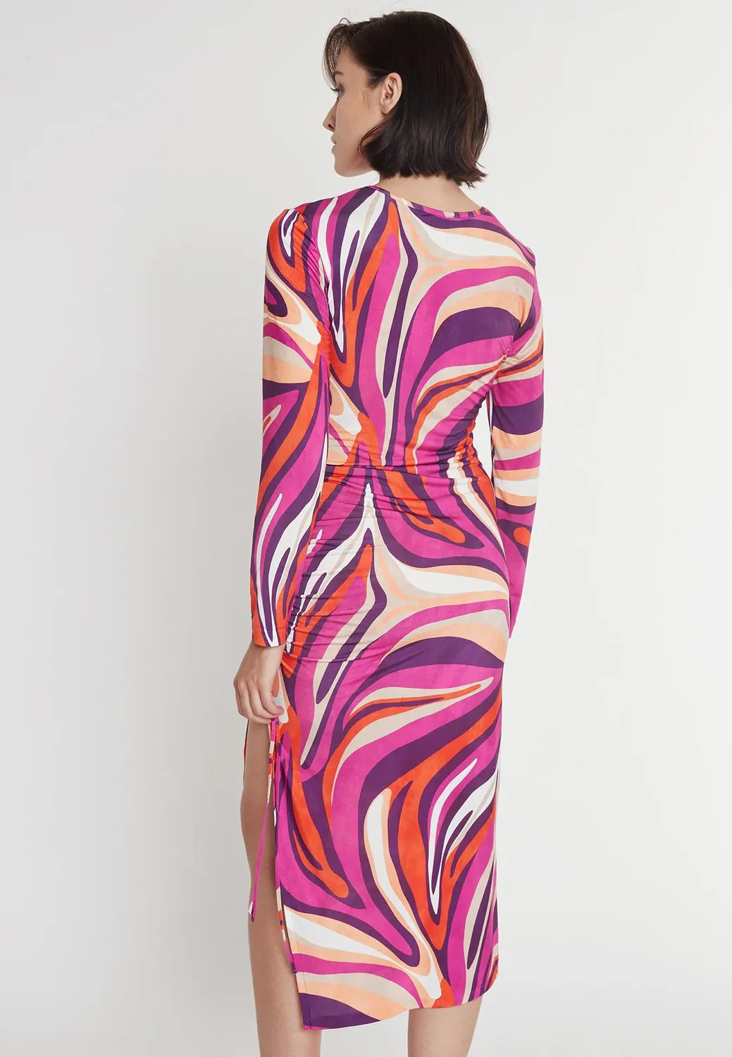 Ana Alcazar Priely tubino midi cut-out stampa