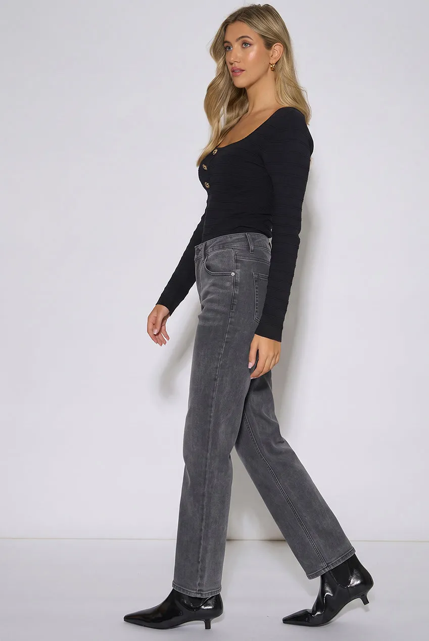 Gini London Grey Mid Rise Straight Leg jeans grigi dritti