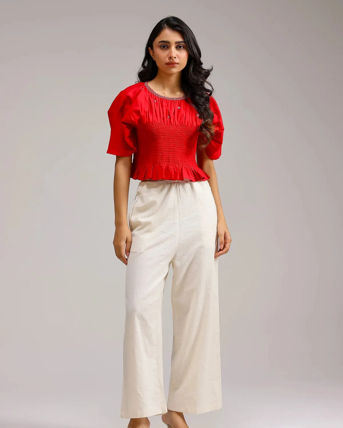 Our Dve Peplum Top top rosso smock taglia unica