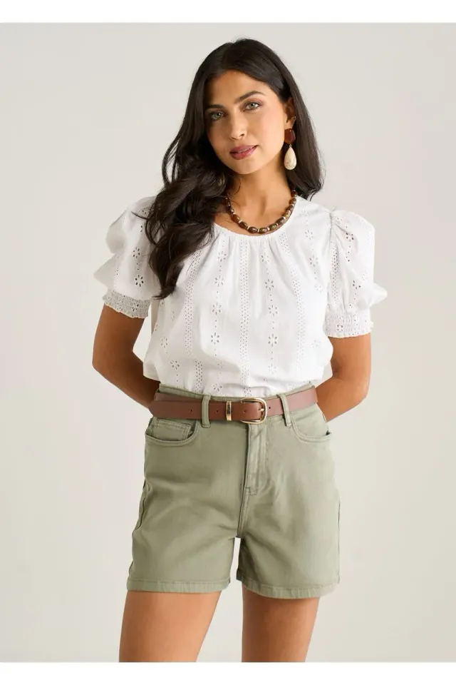 Gini London Khaki shorts denim cachi tasche classiche