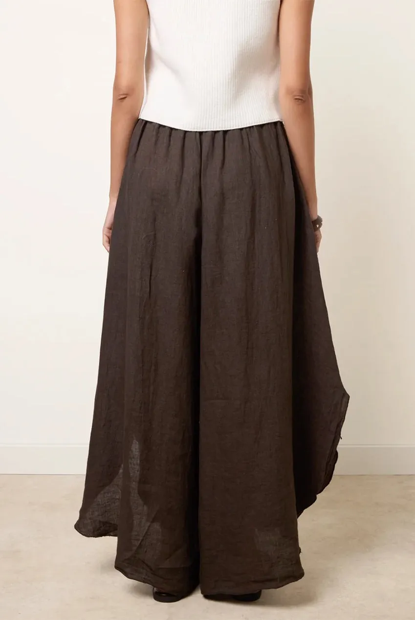 Blue Vanilla Extreme Wide Leg pantaloni lino cioccolato unica