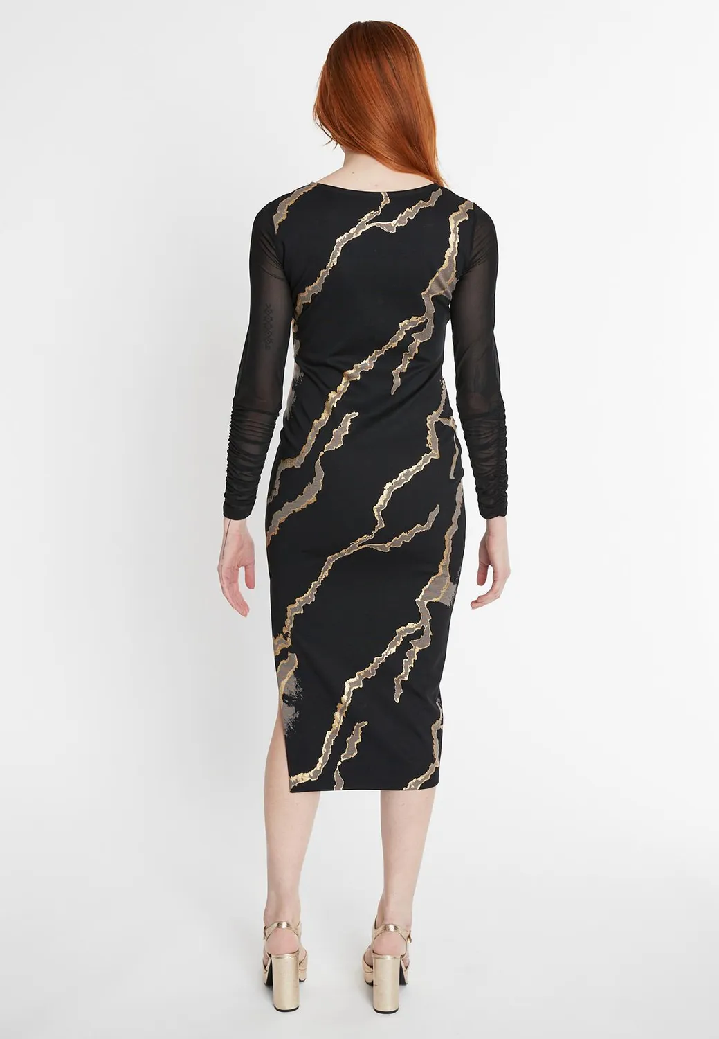 Ana Alcazar Pencil Dress Sannie vestito tubino oro