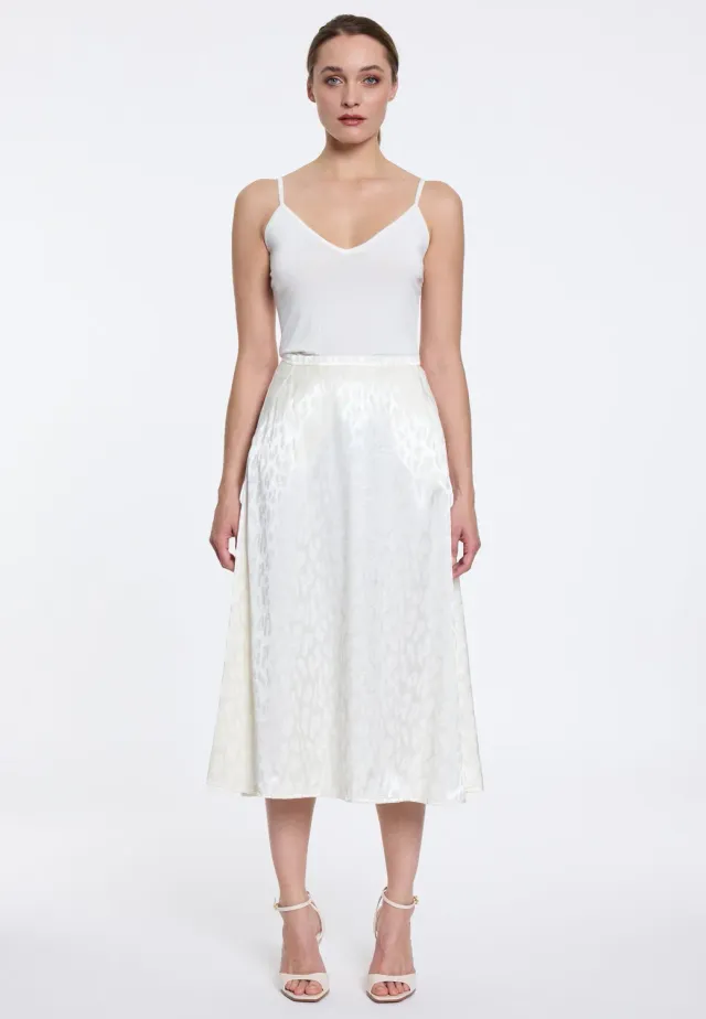 Ana Alcazar Dorya gonna satin midi avorio